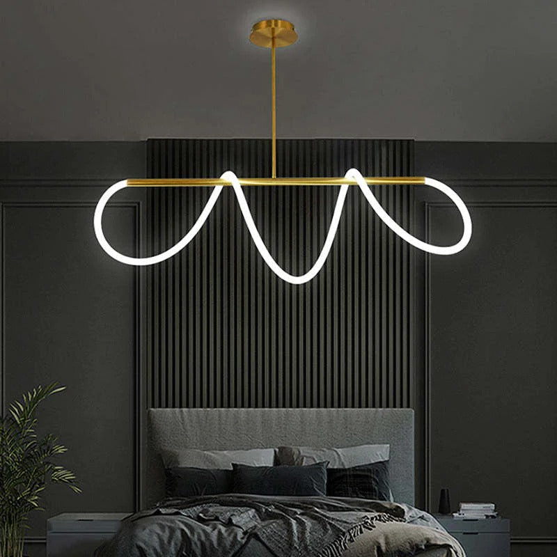 Arisha Suspension Courbe/linéaire LED Postmoderne, Métal, Or/Noir, Salon