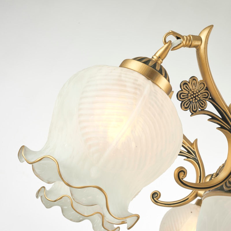 Ray Applique Fleur Vintage, Métal/Verre, Blanc/Bronze, Salon