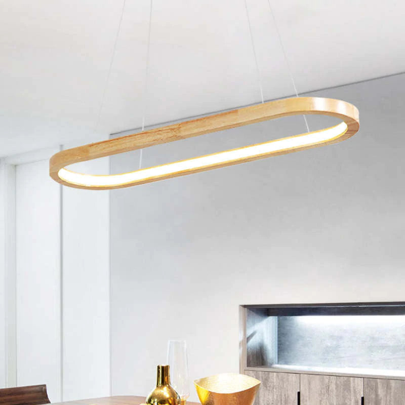 Muto Suspension Ellipse Moderne, Bois/Acrylique, Bois, Salon