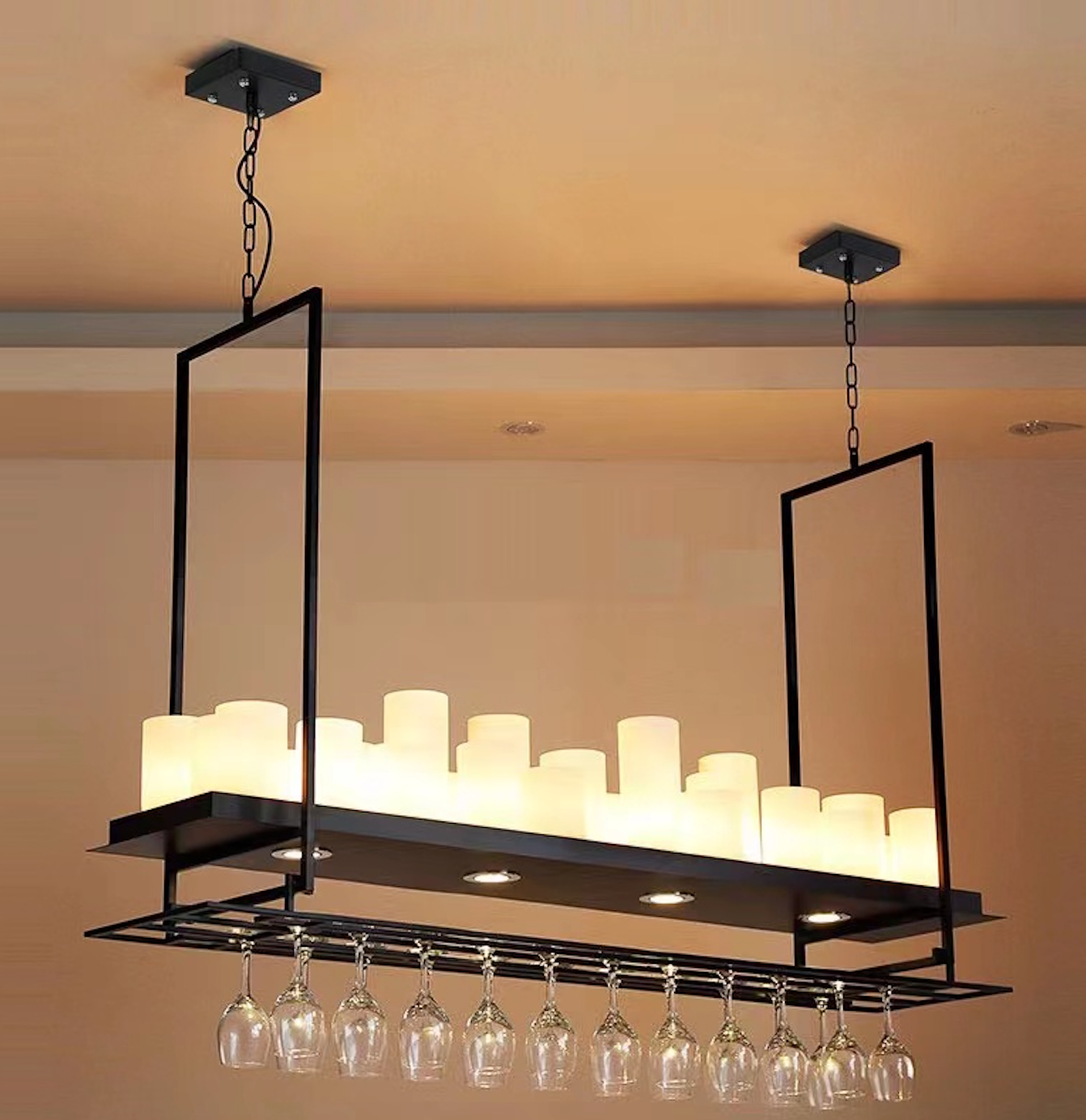 Silva Suspension Cylindre Moderne, Métal/Verre, Blanc/Noir, Restaurant/Bar