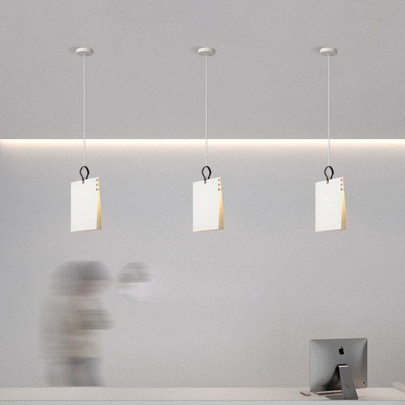 Arisha Suspension Carré Contemporaine, Métal/Tissu, Blanc/Gris, Chambre à Coucher/Librairie