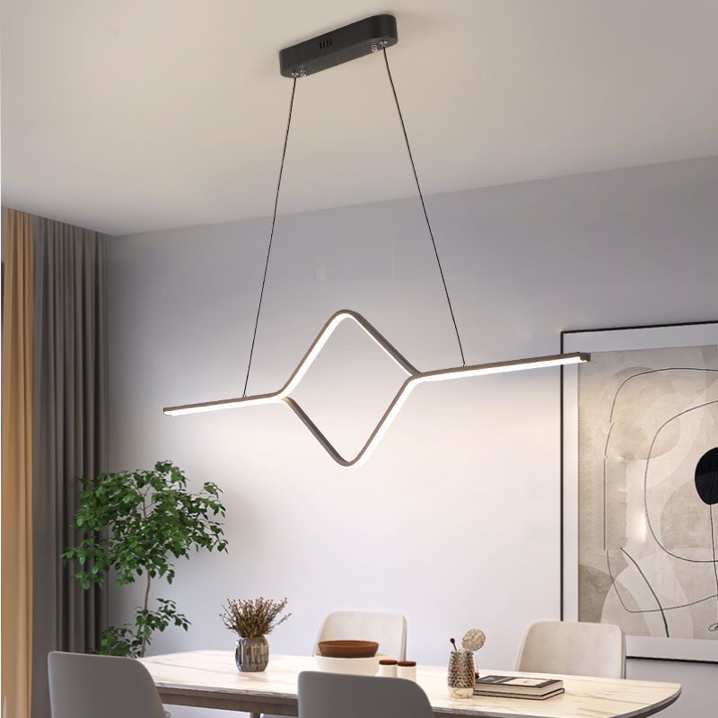 Arisha Suspension Linéaire Simple et Moderne, Métal/ Acrylique, Noir/Or, Salle à Manger