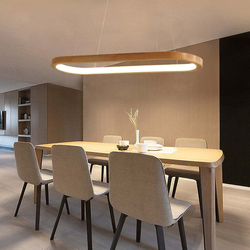 Muto Suspension Ellipse Moderne, Bois/Acrylique, Bois, Salon