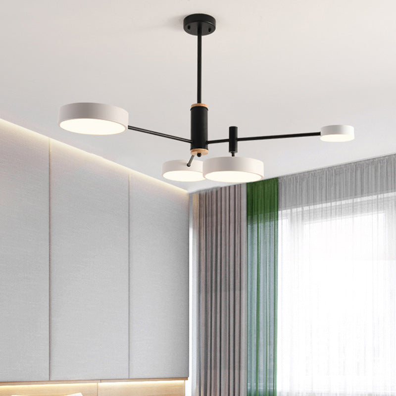 Arisha Suspension Ronde/Linéaire Moderne, Métal/Bois, Doré/Blanc/Gris, Salon