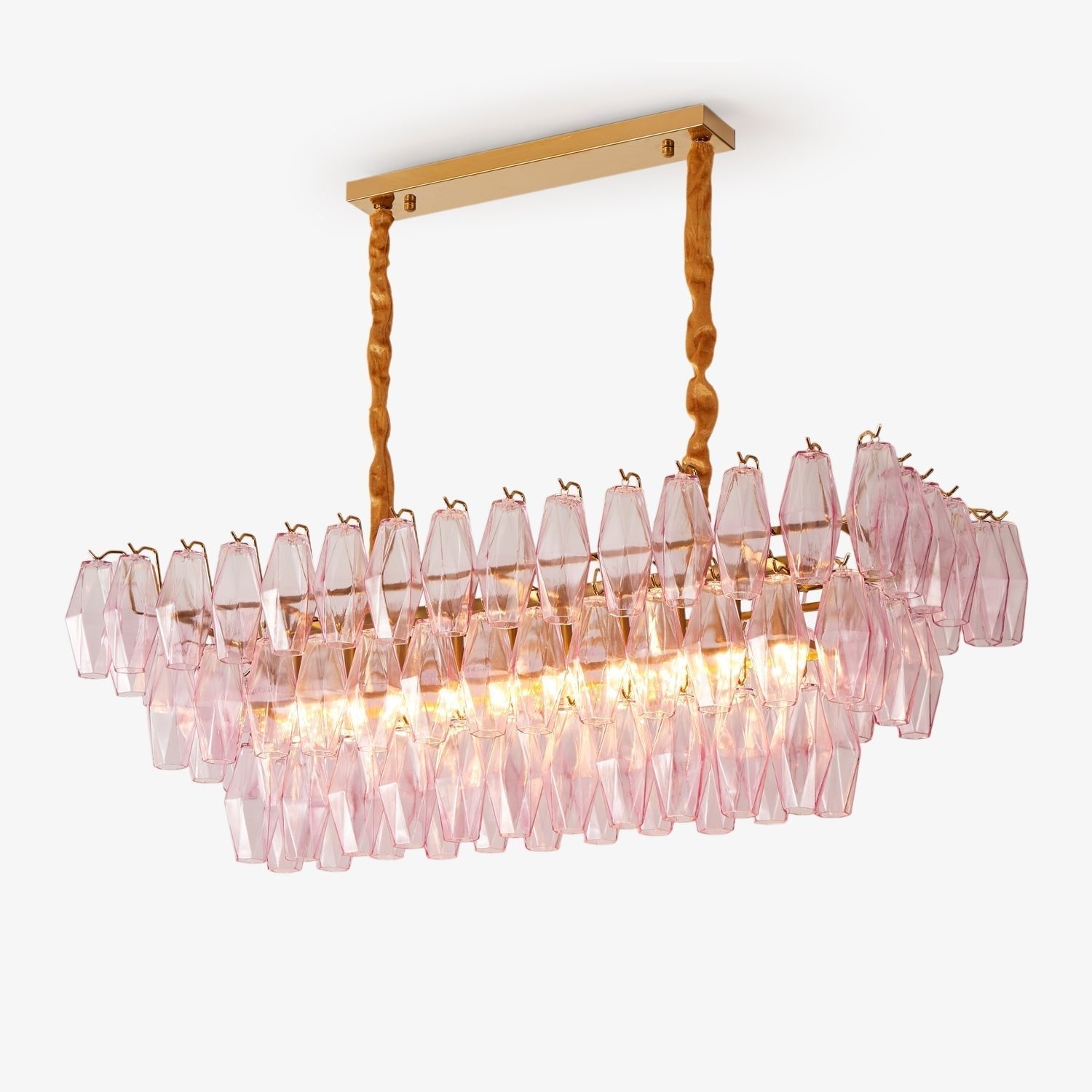 Aurora Chandelier Rose Prism Glass Rectangular Layered - Letslighting