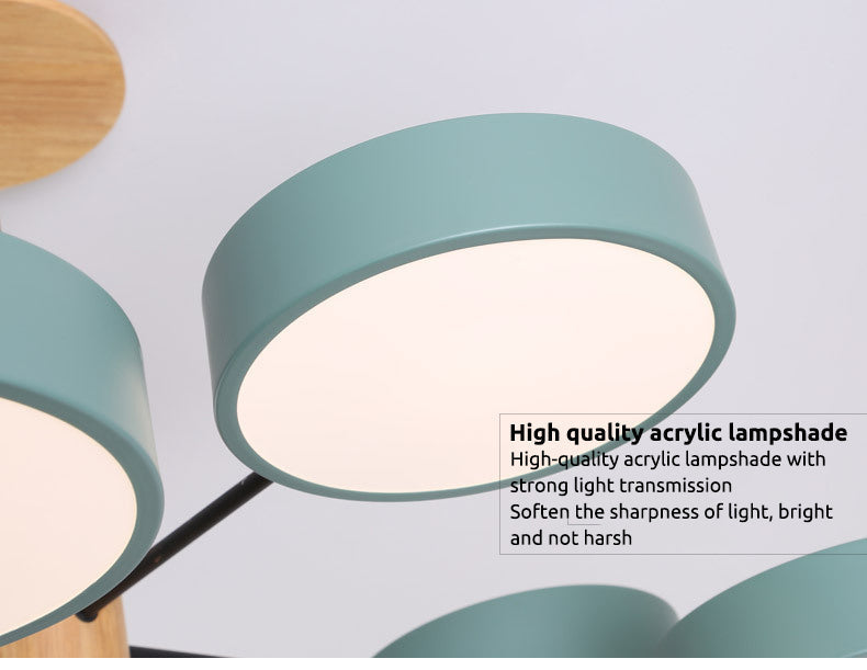 Arisha Plafonnier Cylindre Art Deco, Métal/Bois, Blanc/Vert/Gris, Salon