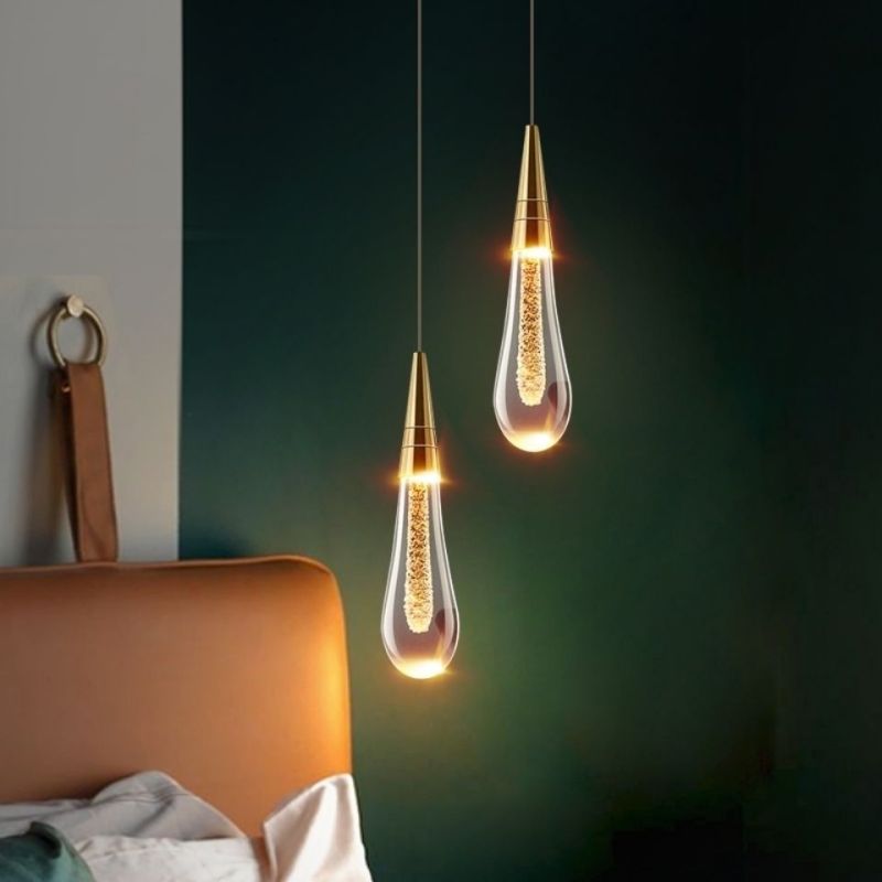Kristy Suspension Goutte Design Doré Salon