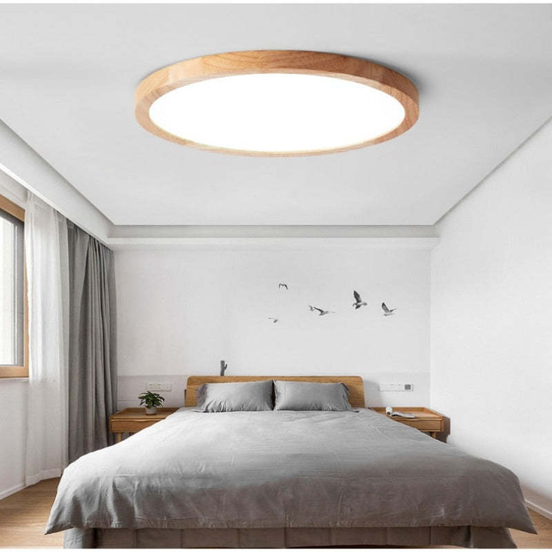 Muto Plafonnier Rond Moderne, Bois Salon
