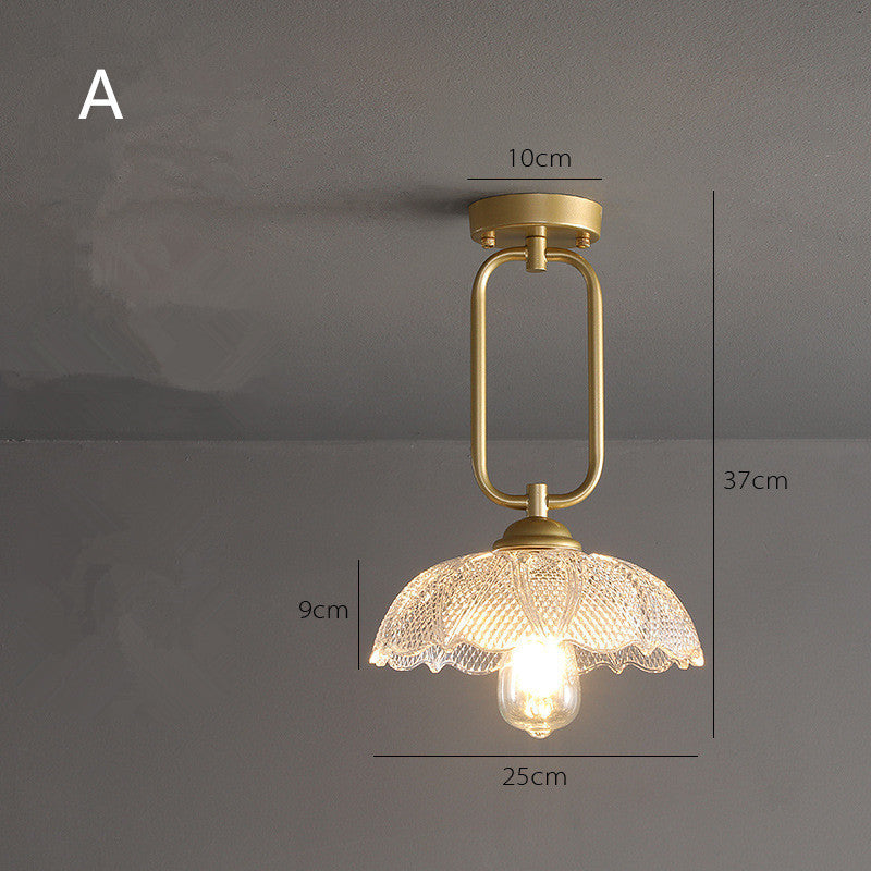 Arisha Plafonnier Fleur Moderne, Métal/Verre, Doré, Salon