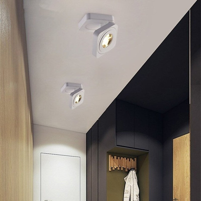 Arisha Plafonnier Carré Moderne, Métal/Acrylique, Blanc/Noir, Chambre