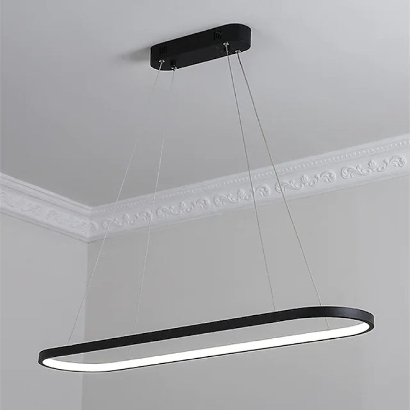 Arisha Suspension Ovale Moderne, Métal/Gel de Silice, Blanc/Noir/Or, Bar