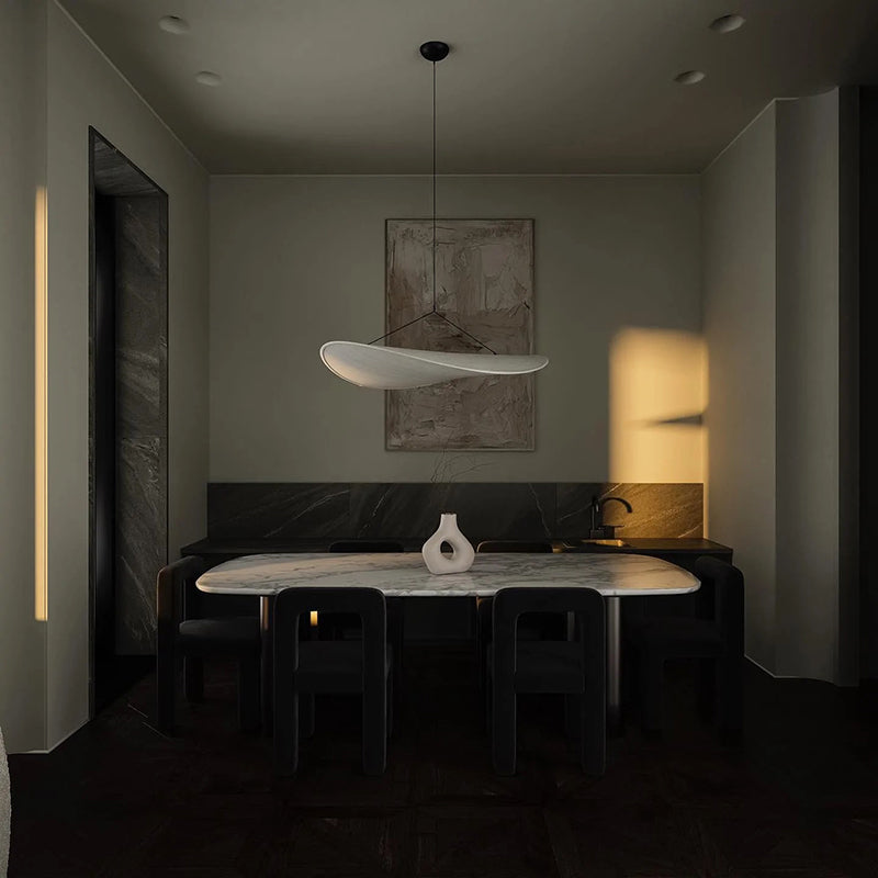 Ritta Suspension Géométrique Moderne Soie, Blanc, Salon