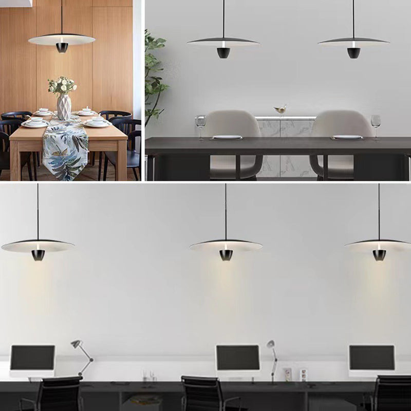 Arisha Suspension Ronde LED Minimaliste, Métal, Noir, Salon