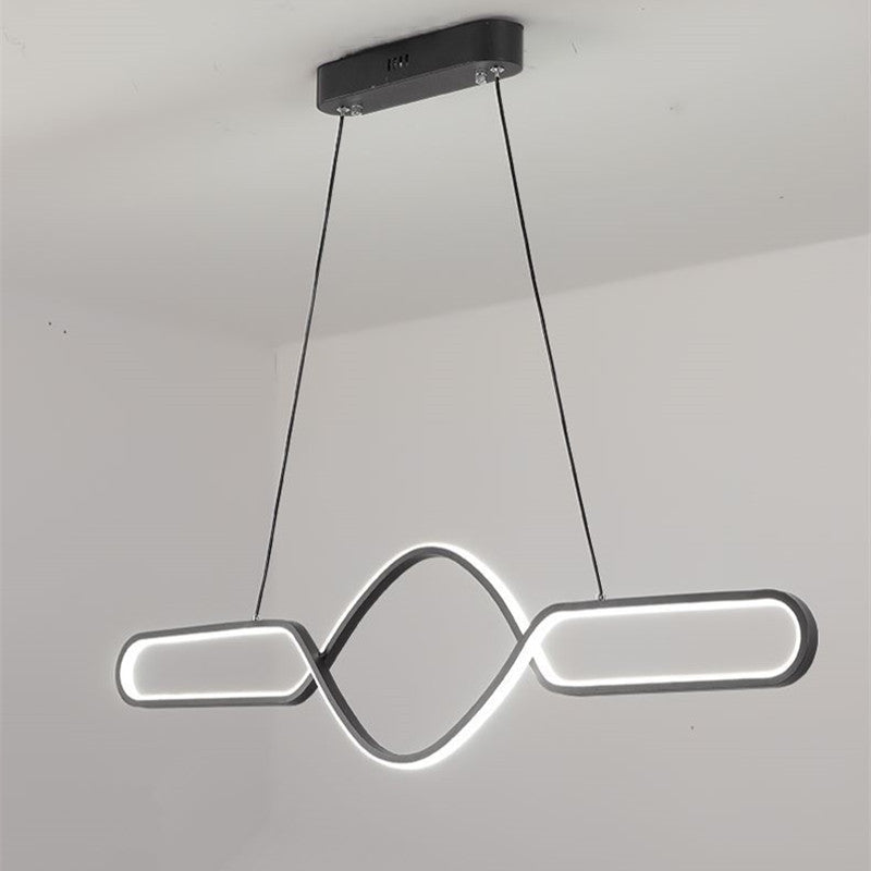 Arisha Suspension LED Linéaire, Métal/Gel de Silice, Noir/Or, Salle à Manger
