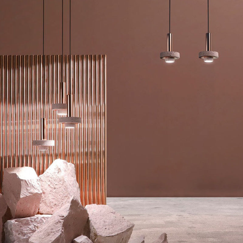 Arisha Suspension Cylindre Moderne, Métal/Pierre, Rose/Gris/Blanc/Bleu, Salle à Manger