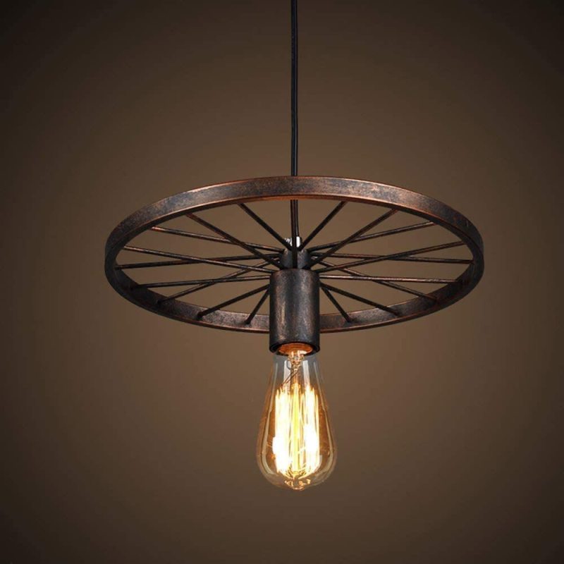 Silva Suspension Ronde Rétro, Métal, Noir/Rouille, Chambre à Coucher/Salon