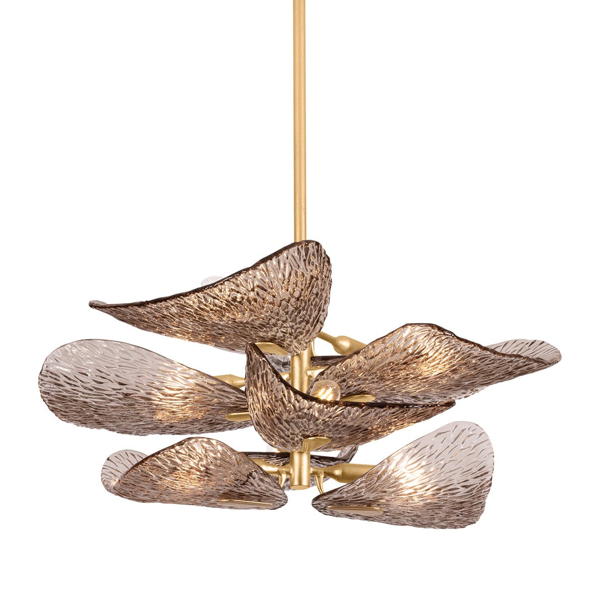 Aurora Chandelier Cardiff Piastra Glass Petal Layered Bronze - Letslighting