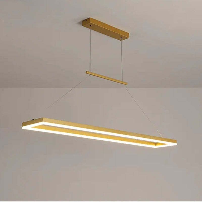 Ray Suspension Rectangulaire Contemporaine, Metal, Café/Or, Chambre