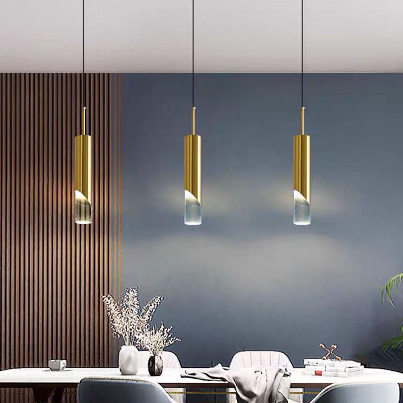 Ray Luminaires Suspension LED Simple Acrylique/Métal Or/Noir Salon