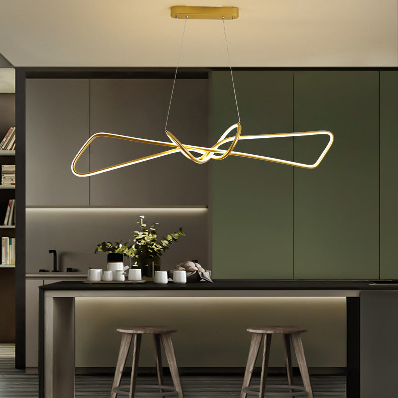 Arisha Suspension Minimalist Geometric Adjustable, Métal, Noir/Or, Salle à Manger
