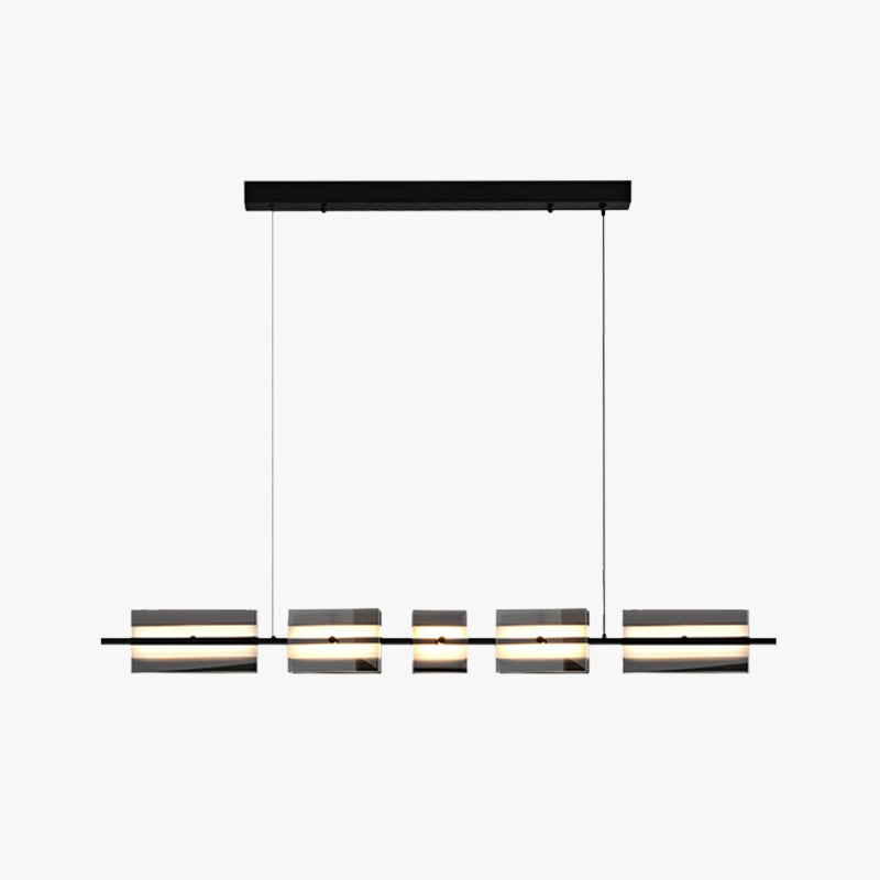 Arisha épuré et élégant Suspension Rectangulaire Moderne Noir Métal Salle à manger