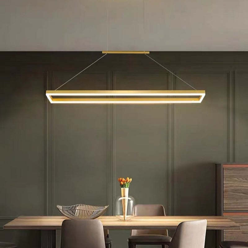 Ray Suspension Rectangulaire Contemporaine, Metal, Café/Or, Chambre