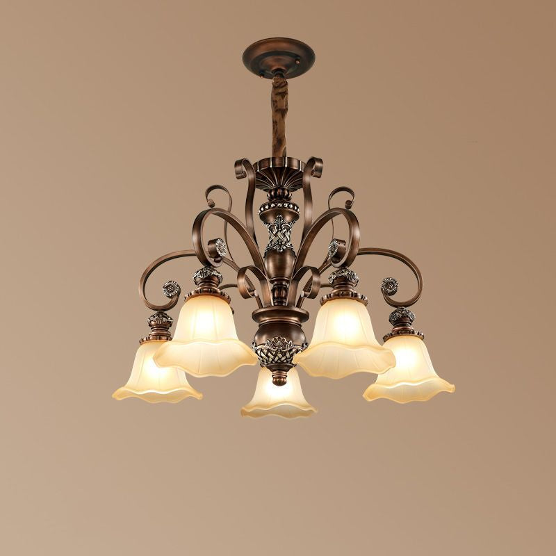 Arisha Rétro Fleur Suspension Métal Verre Salon Chambre à Coucher