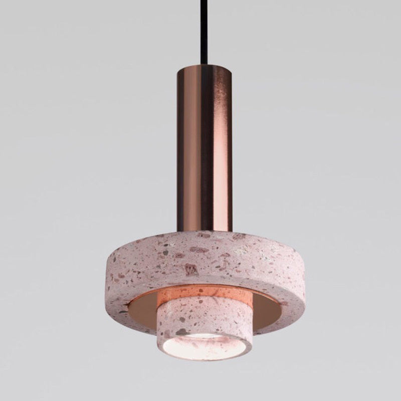 Arisha Suspension Cylindre Moderne, Métal/Pierre, Rose/Gris/Blanc/Bleu, Salle à Manger