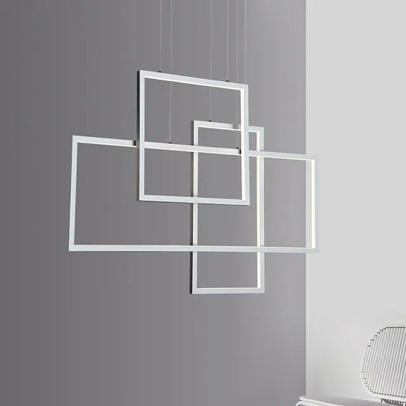Arisha Lustre Rectangulaire Moderne, Métal/Gel de Silice, Noir/Blanc, Salon
