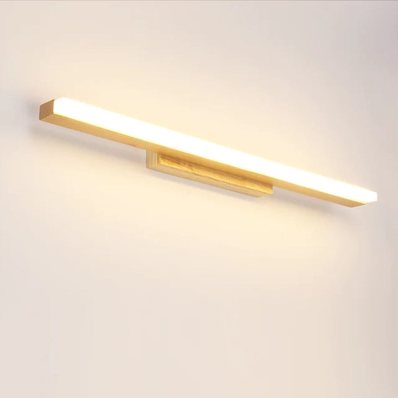 Arisha Applique Murale Miroir Linéaire Minimaliste, Bois, Noyer, Salon