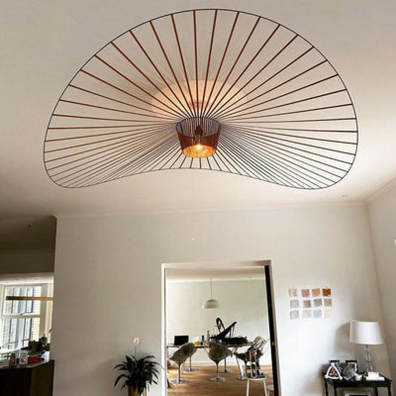 Ritta Suspension Vague Moderne, Tissu, Noir/Marron/Doré/Blanc, Salon