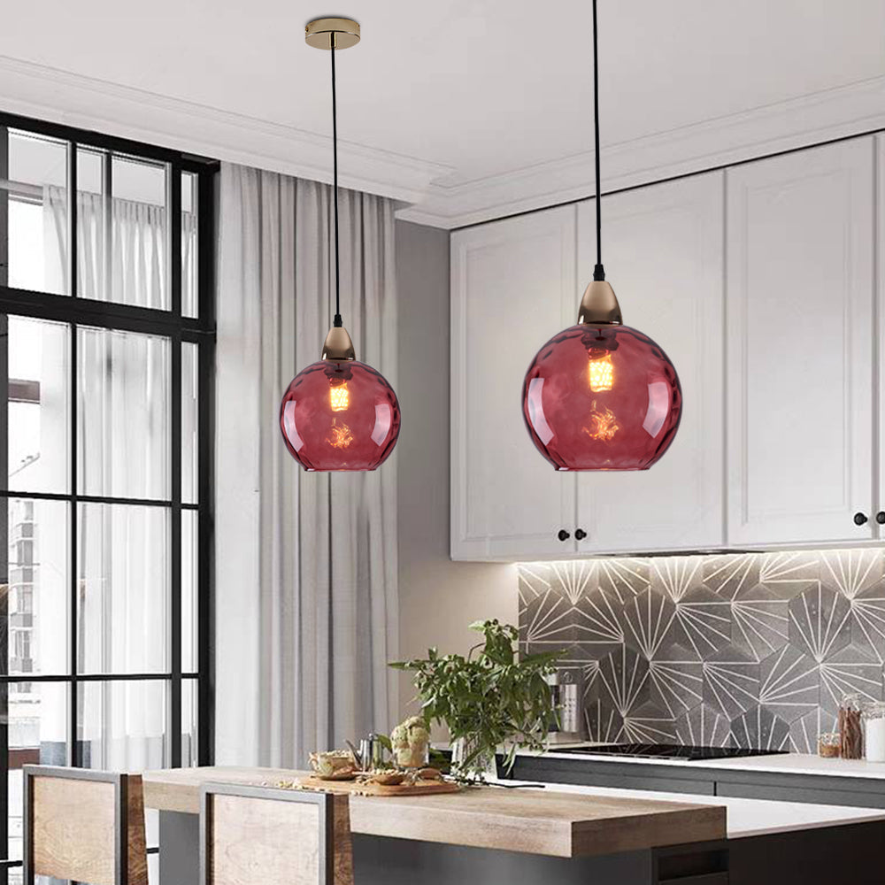 Valentina Suspension Boule Moderne Verre Rouge/Vert/Bleu Salon