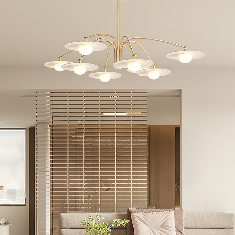 Arisha Suspension Fleur Art Déco, Métal/Verre, Blanc, Salon
