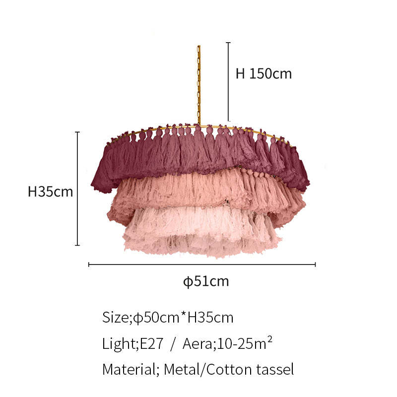 Ritta Suspension Nuage Retro, Metal/Tissu, Rose/Beige/Violet, Salon