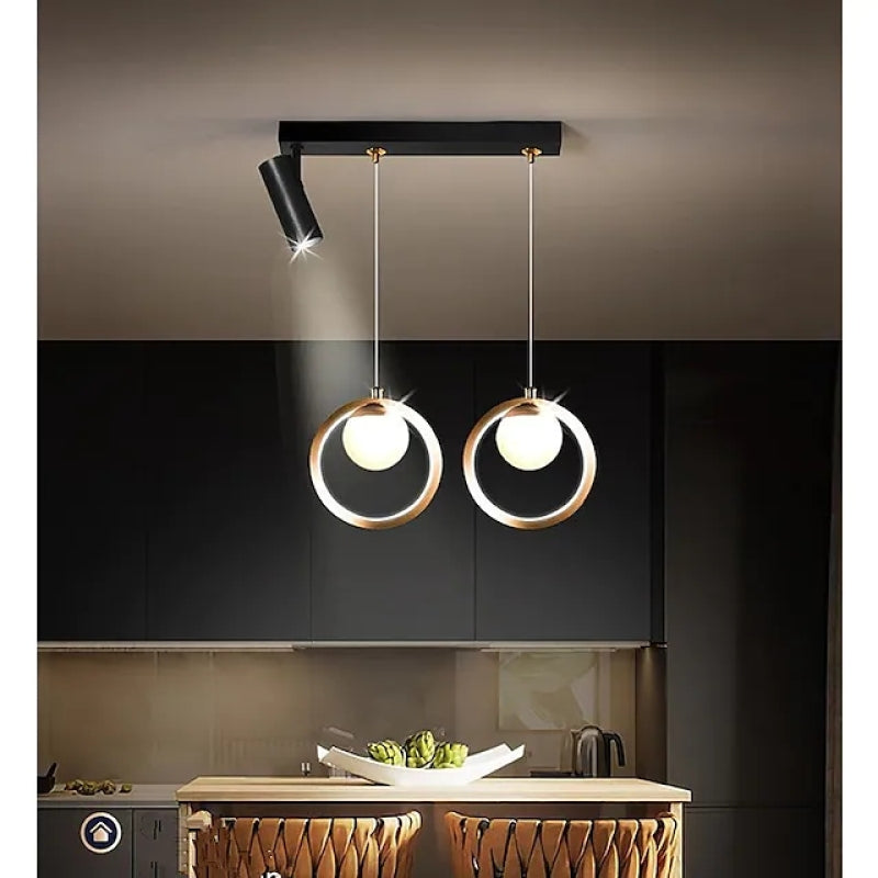 Arisha Suspension Anneau Moderne, Métal/Verre/Gel de Silice, Noir Or, Salon