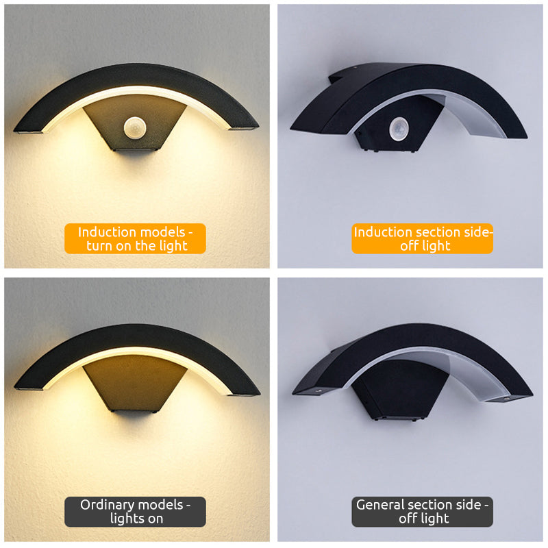 Ray Applique Murale Capteur étanche Arc Modern Noir, Extérieur