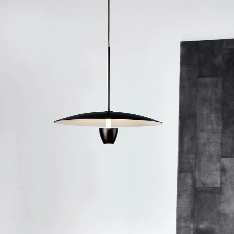 Arisha Suspension Ronde LED Minimaliste, Métal, Noir, Salon