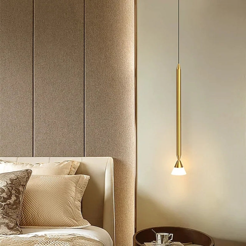 Arisha Suspension Cylindre Simple, Métal/Verre, Noir/Doré, Salon