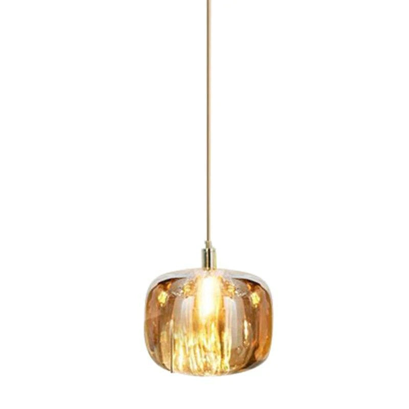 Valentina Suspension Ronde Moderne, Métal/Verre, Ambre/Claire/Gris Fumé, Salon