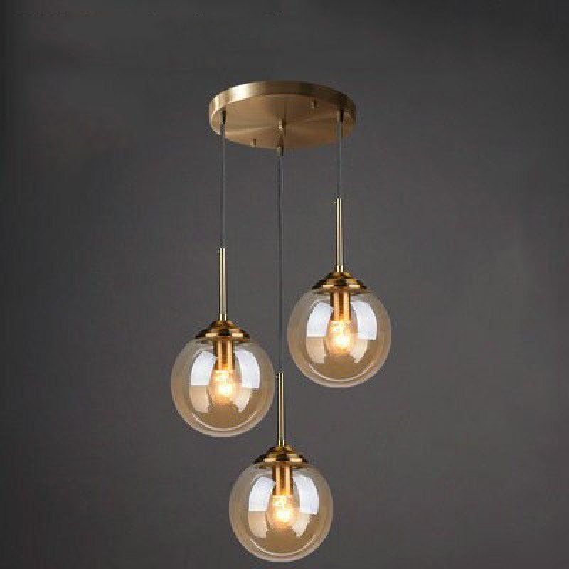 Valentina Luminaires Suspension Verre Transparent Ambre