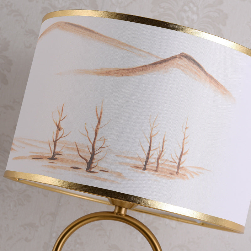 Mira Lampe de Table/Lampadaire Paysage Moderne, Métal/Tissu, Or, Salon