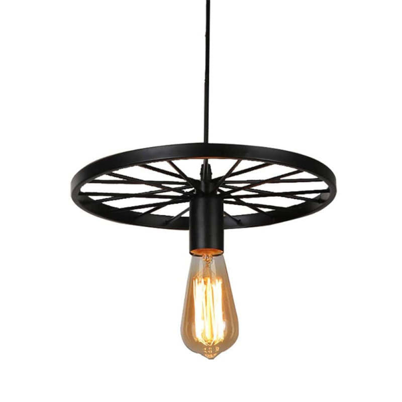 Silva Suspension Ronde Rétro, Métal, Noir/Rouille, Chambre à Coucher/Salon