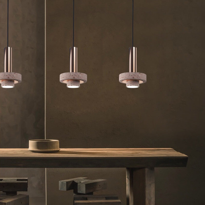 Arisha Suspension Cylindre Moderne, Métal/Pierre, Rose/Gris/Blanc/Bleu, Salle à Manger