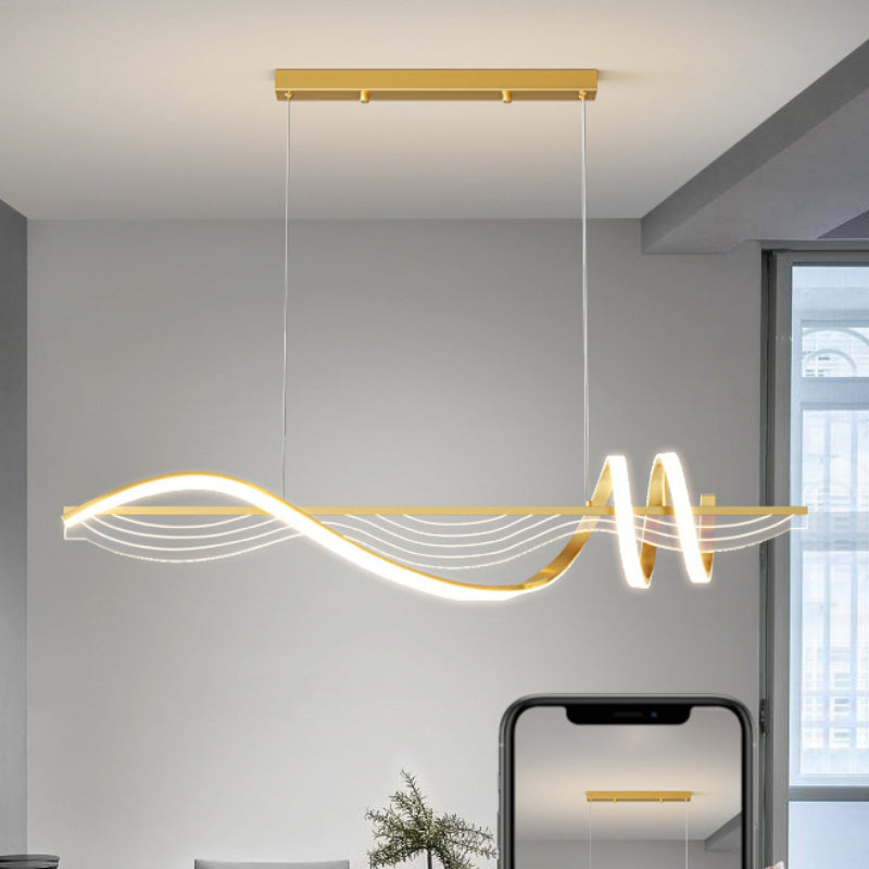 Arisha Style Géométrique Contemporain Linéaire Métal Suspension Blanc/Noir