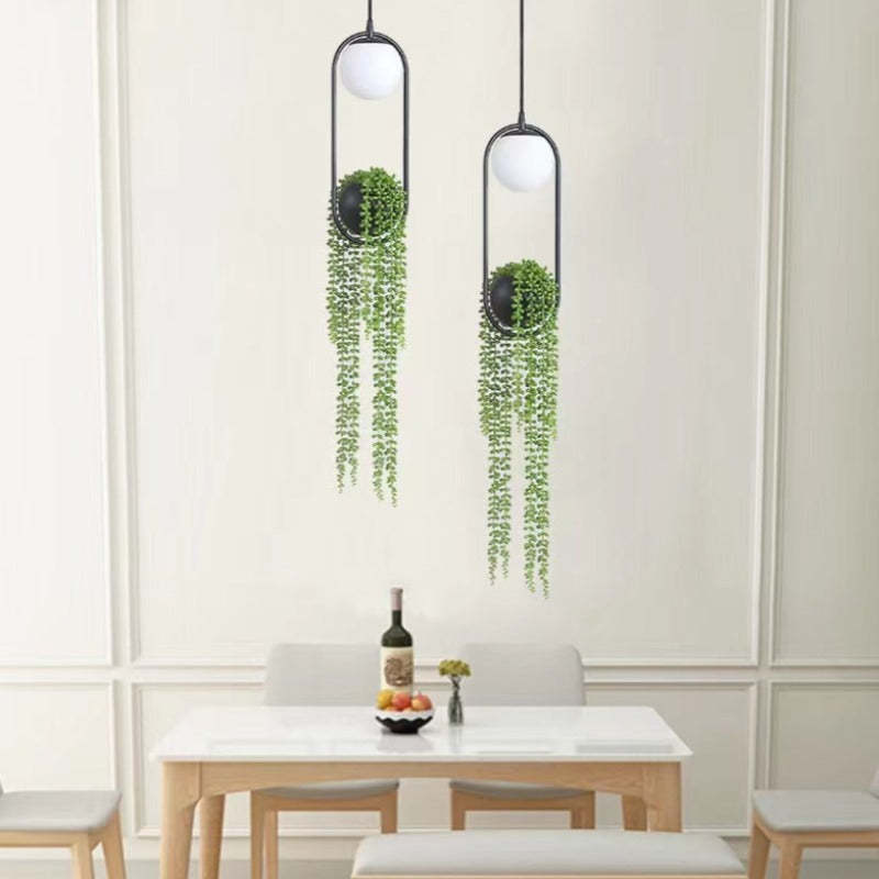 Ritta Suspension Globe Simple, Métal/Acrylique, Noir/Blanc, Chambre à Coucher/Cuisine