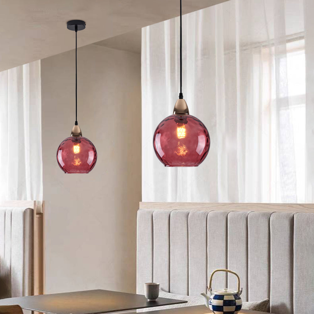 Valentina Suspension Boule Moderne Verre Rouge/Vert/Bleu Salon