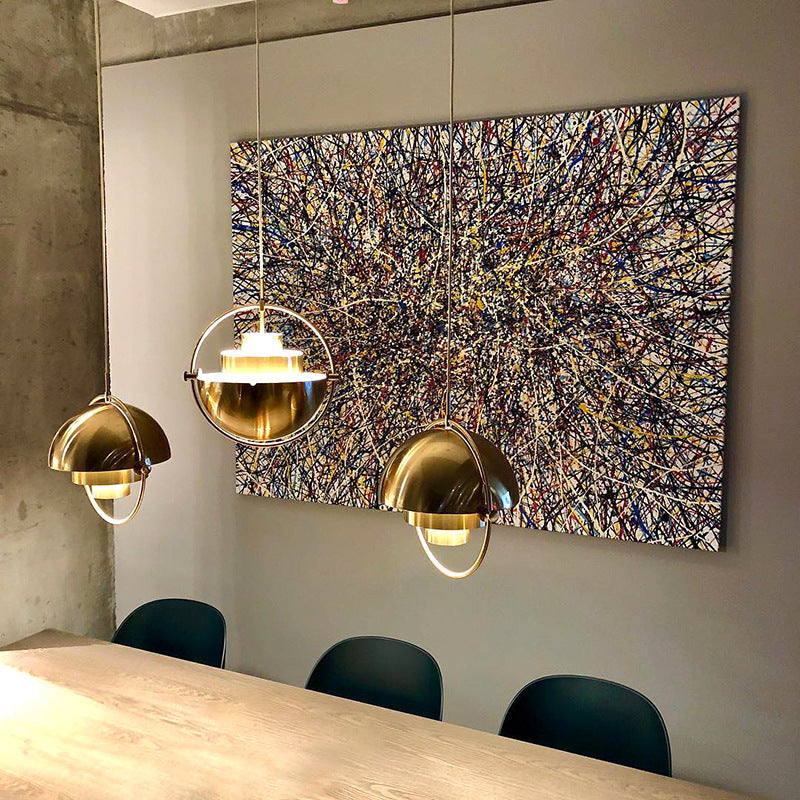 Arisha Luminaires Suspension LED Anneau Rétro Métal Chrome/Or Salon
