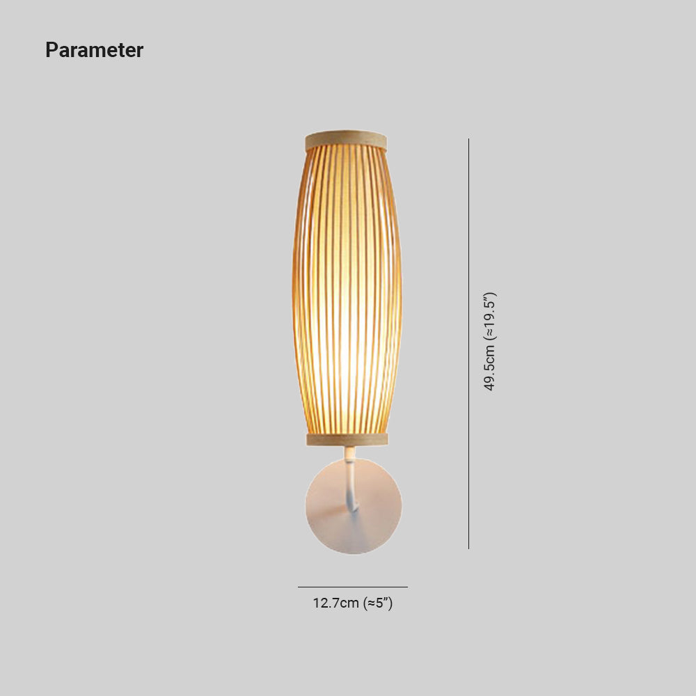 Ritta Applique Murale Intérieur Cylindre Vintage LED Bambou Marron Salon/Chambre