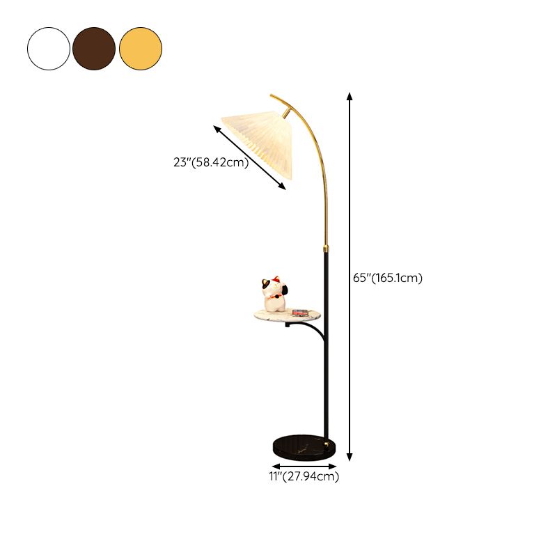 Muto Lampadaire Avec Table Parapluie Moderne LED Abat Jour Blanc Métal Tissu Chambre à Coucher/Salon