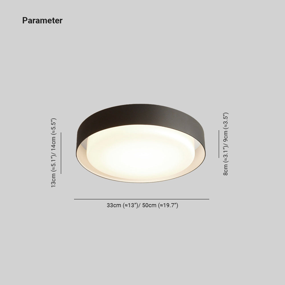 Ray Ronde Moderne LED Plafonnier Noir Métal/Acrylique Extérieur